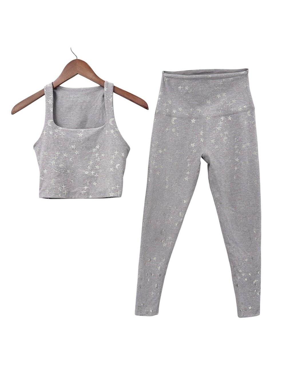 BEYOND YOGA Softshine Stardust Celestial Purple Tank Legging Set XS/S X885